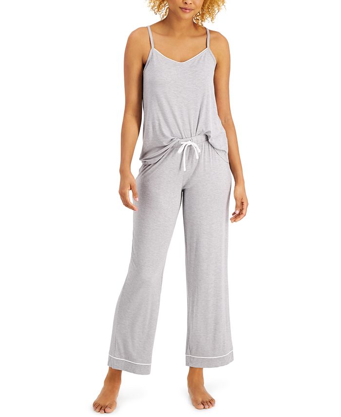 Women's Tank Top and Fuzzy Pajama Pants, Sleepwear and Loungewear Set  Medium, Ivory