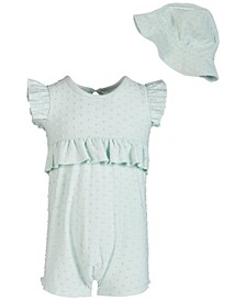 Baby Girls 2-Pc. Cotton Romper & Sun Hat Set 