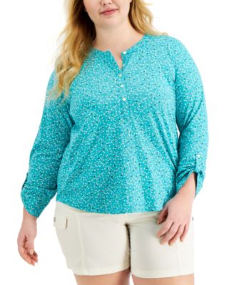 Style & Co - Plus Size Cotton Printed Top