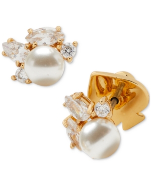 image of Kate Spade New York Gold-Tone Crystal & Imitation Pearl Cluster Stud Earrings