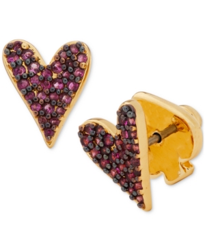 image of Kate Spade New York Gold-Tone Colored Pave Heart Stud Earrings