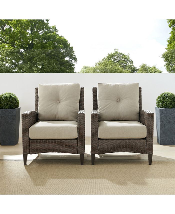 Crosley Rockport Outdoor Wicker 2 Piece High Back Armchair Set Macy's