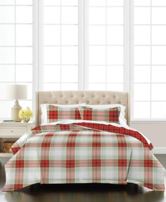 Martha Stewart KING Comforter Set good 3 Pieces Holiday Plaid NEW