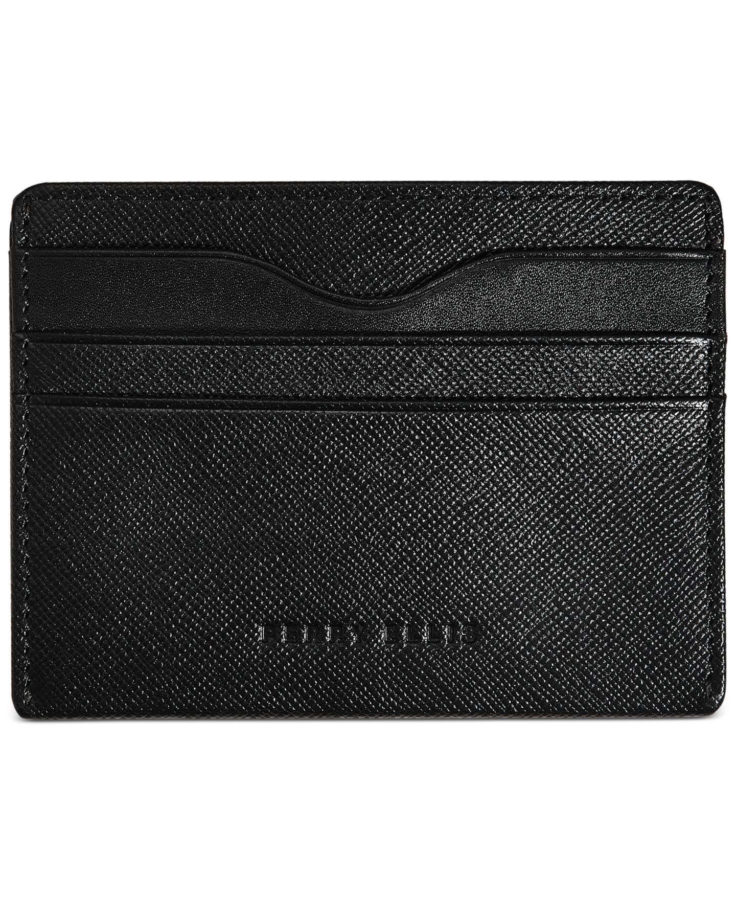 Мужской кошелёк Perry Ellis Portfolio Leather ID Card Case, цвет: Чёрный — фото 1