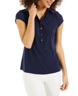 Charter Club Knit Crepe Polo Shirt Created for Macy's