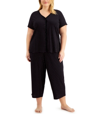 Charter Club The Everyday Cotton Plus Size Capri Pajamas Set, Created For Macy's In Duo Dot