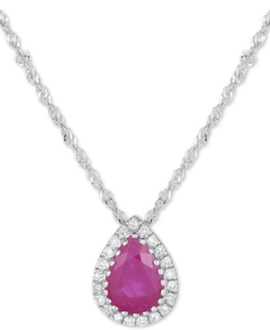 image of Certified Ruby (5/8 ct. t.w.) & Diamond (1/20 ct. t.w.) Teardrop 18