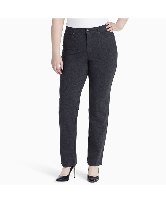 Gloria Vanderbilt AMADA Ponte Pants Black & Grey Print Dress Pant Wear to Work 