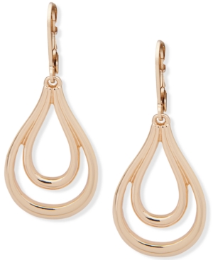 image of Anne Klein Gold-Tone Link Open Drop Earrings