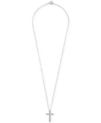 Diamond Cross Pendant Necklace (1/10 ct. t.w.) in Sterling Silver
