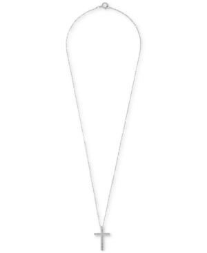 image of Diamond Cross Pendant Necklace (1/10 ct. t.w.) in Sterling Silver