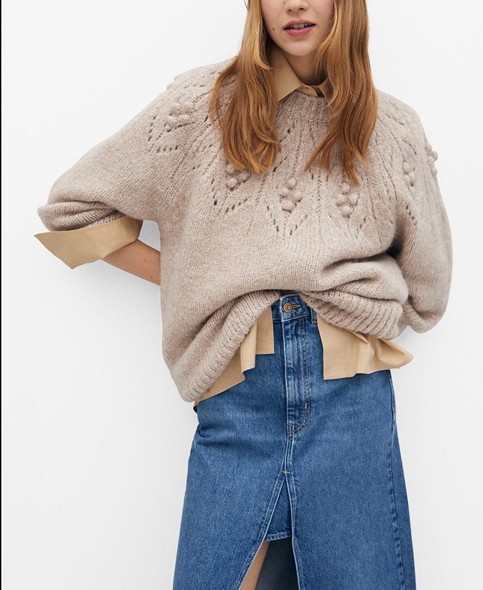 MANGO Women's Embossed Contrasting Knit Sweater Macy's