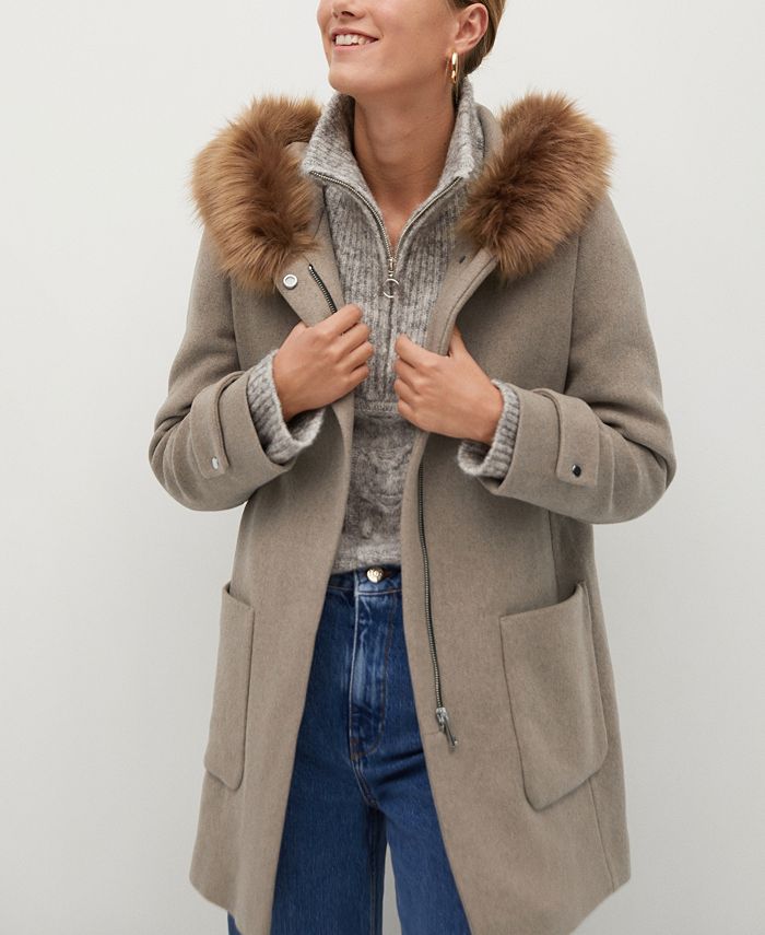 MANGO Women's Faux Fur Hooded Coat Macy's