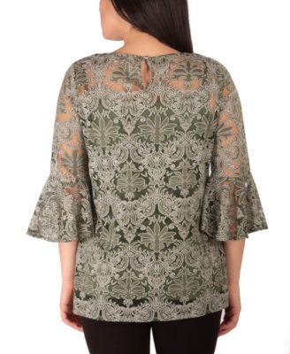 Women's Bell Sleeve Blouse and Solid Camisole