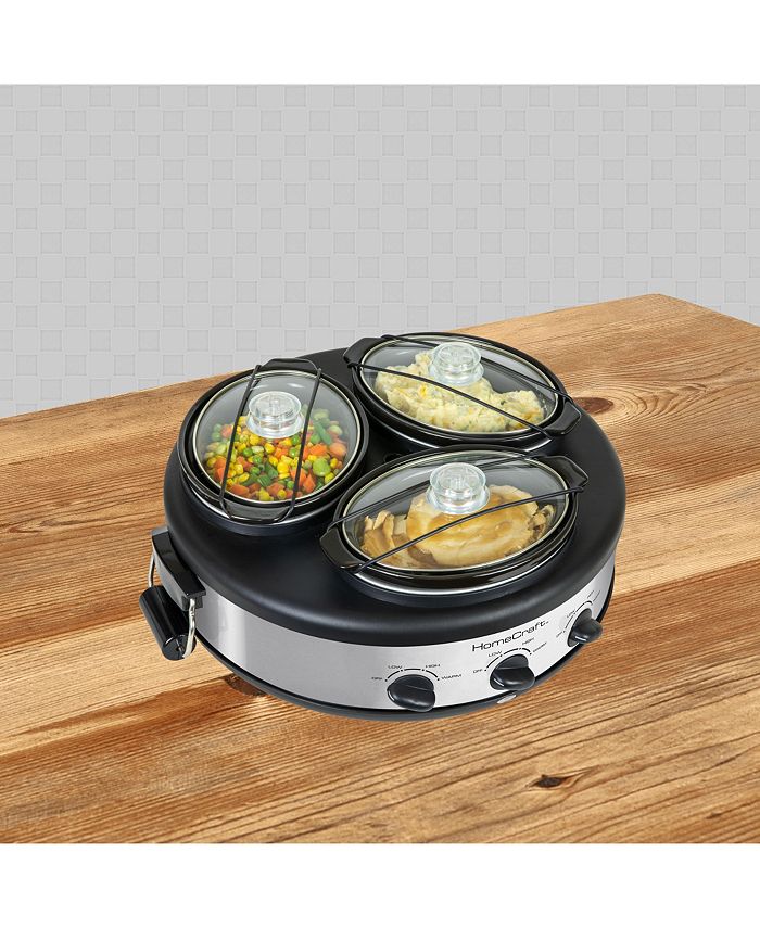 HomeCraft HCRTSCO15SS 1.5Quart Triple Oval Slow Cooker Buffet Macy's