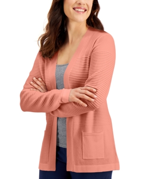 Karen Scott Open-Front Ribbed Cardigan Created for Macy's