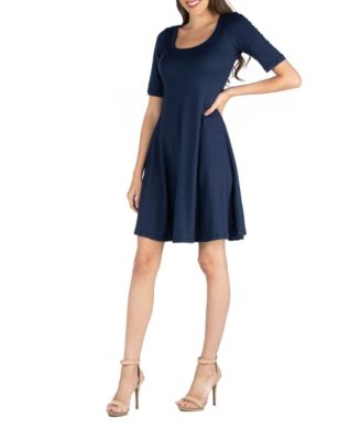 Women's A-Line Dress with Elbow Length Sleeves