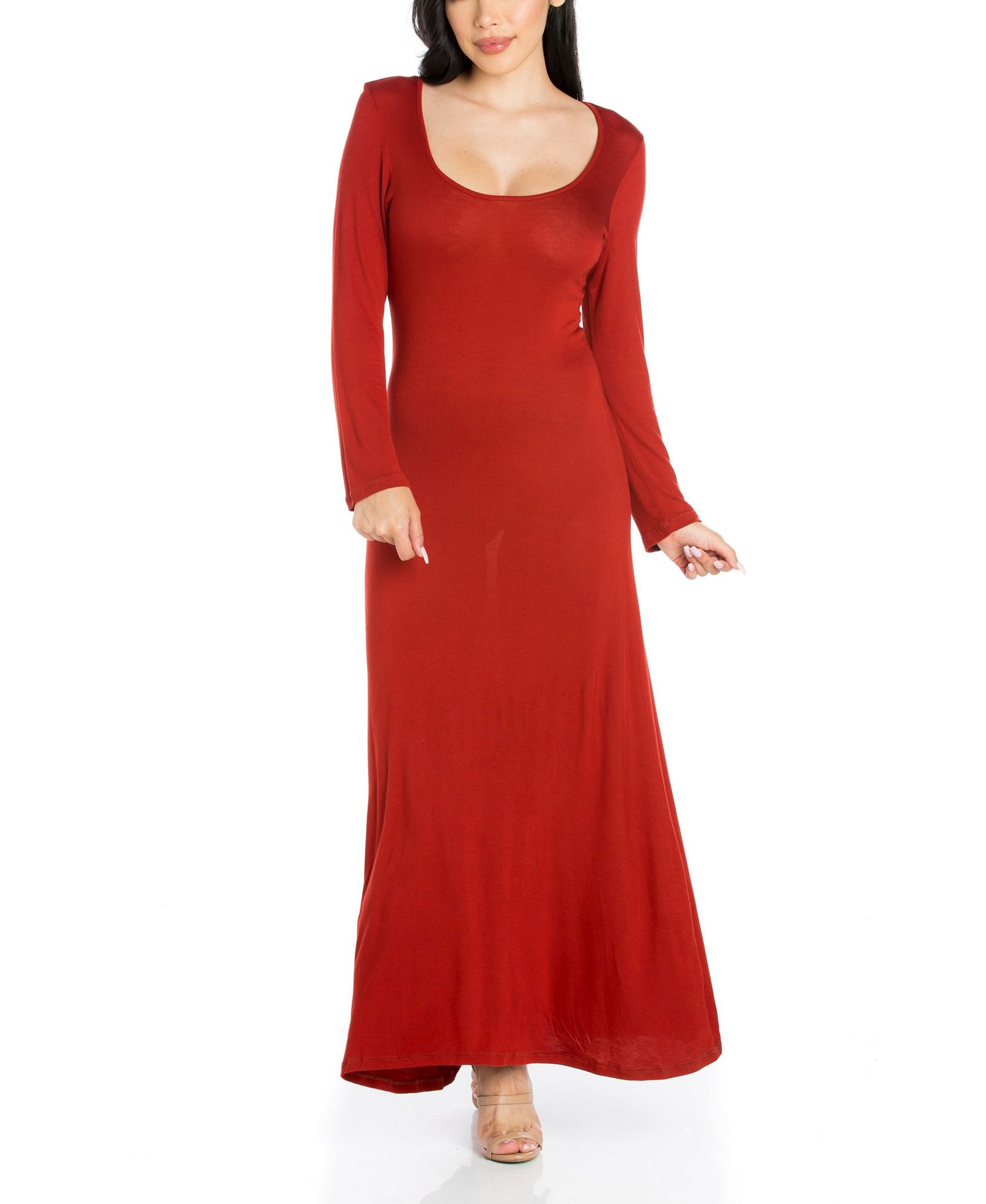 24seven Comfort Apparel Women's Long Sleeve Maxi Dress (Penny)