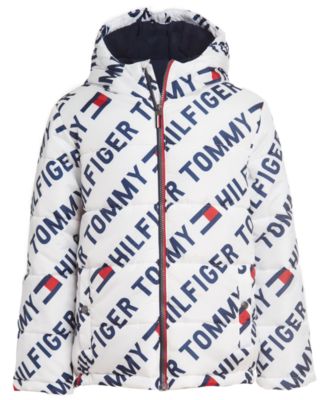 white tommy puffer jacket