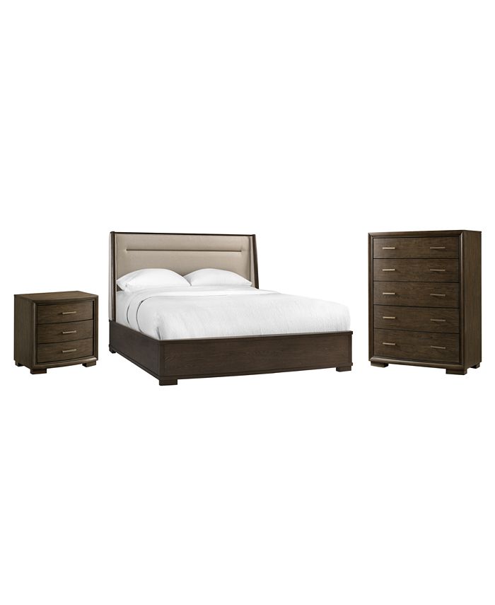 Furniture - Monterey Upholstered Bedroom 3-Pc. Set (Queen Bed, Chest & Nightstand)