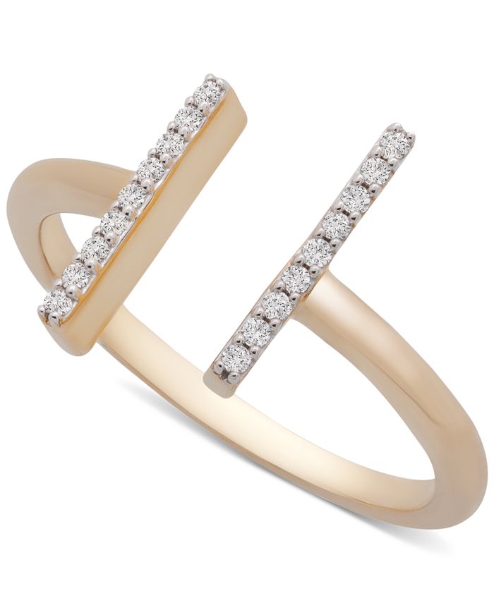 Wrapped - Diamond Bar Cuff Ring (1/10 ct. t.w.) in 14k Gold