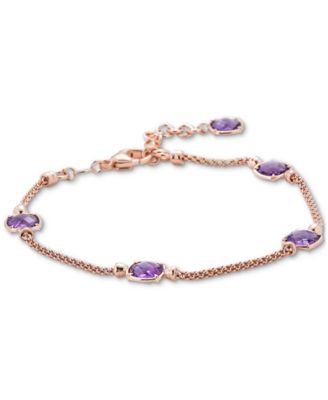 Lapis Lazuli Station Link Chain Bracelet in 14k Gold-Plated Sterling Silver (Also in Turquoise, Citrine, Amethyst, Garnet & Onyx)