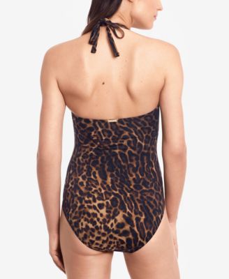 Ocelot-Print Strapless Underwire Tummy Control One-Piece Swimsuit