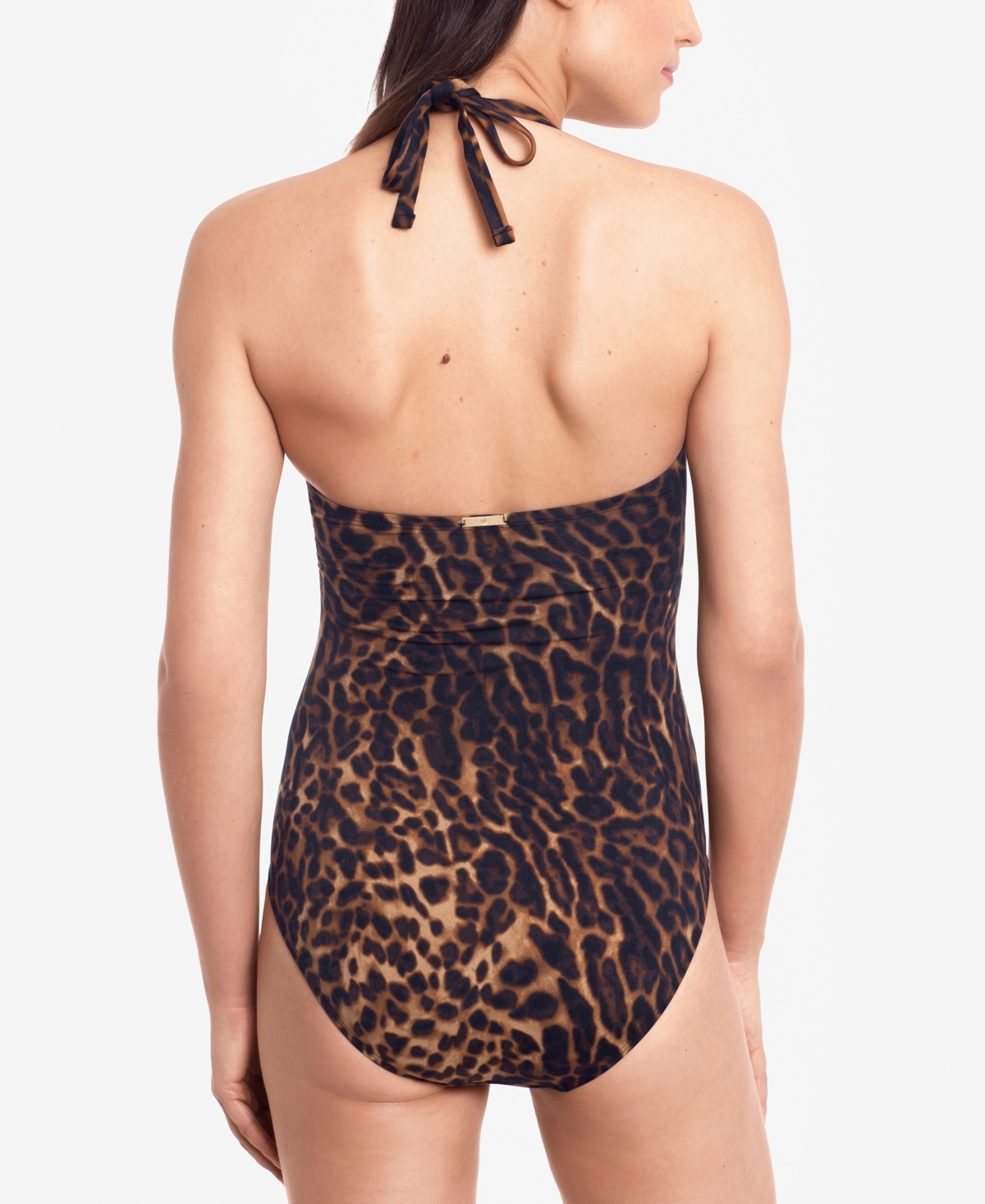 Lauren Ralph Ocelot-Print Strapless Underwire Tummy Control One-Piece Swimsuit
