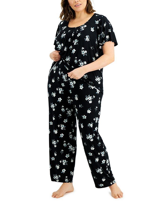 Charter Club Plus Size Pleated Pajama Set, Created for Macy's - Macy's
