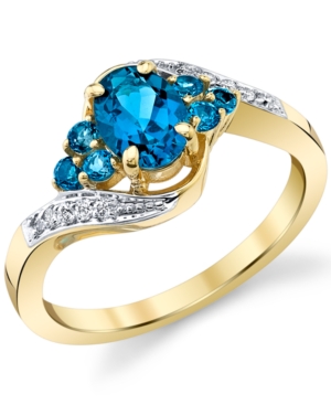 image of Blue Topaz (1-1/3 ct. t.w.) & Diamond (1/20 ct. t.w.) Swirl Ring in 10k Gold