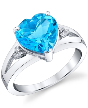 image of Blue Topaz (3-5/8 ct. t.w.) & Diamond (1/20 ct. t.w.) Heart Ring in Sterling Silver