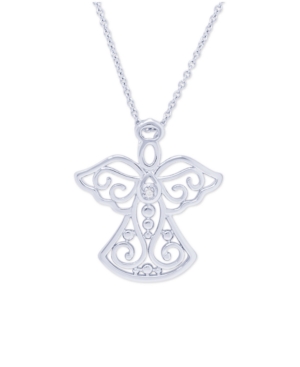 image of Diamond Accent Angel Fine Silver Plate Pendant
