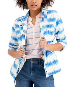 Style & Co Petite Tie-Dyed Twill Jacket Created for Macy's