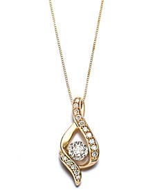 Diamond Ribbon Pendant Necklace in 14k Gold, Rose Gold or White Gold (3/8 ct. t.w.)