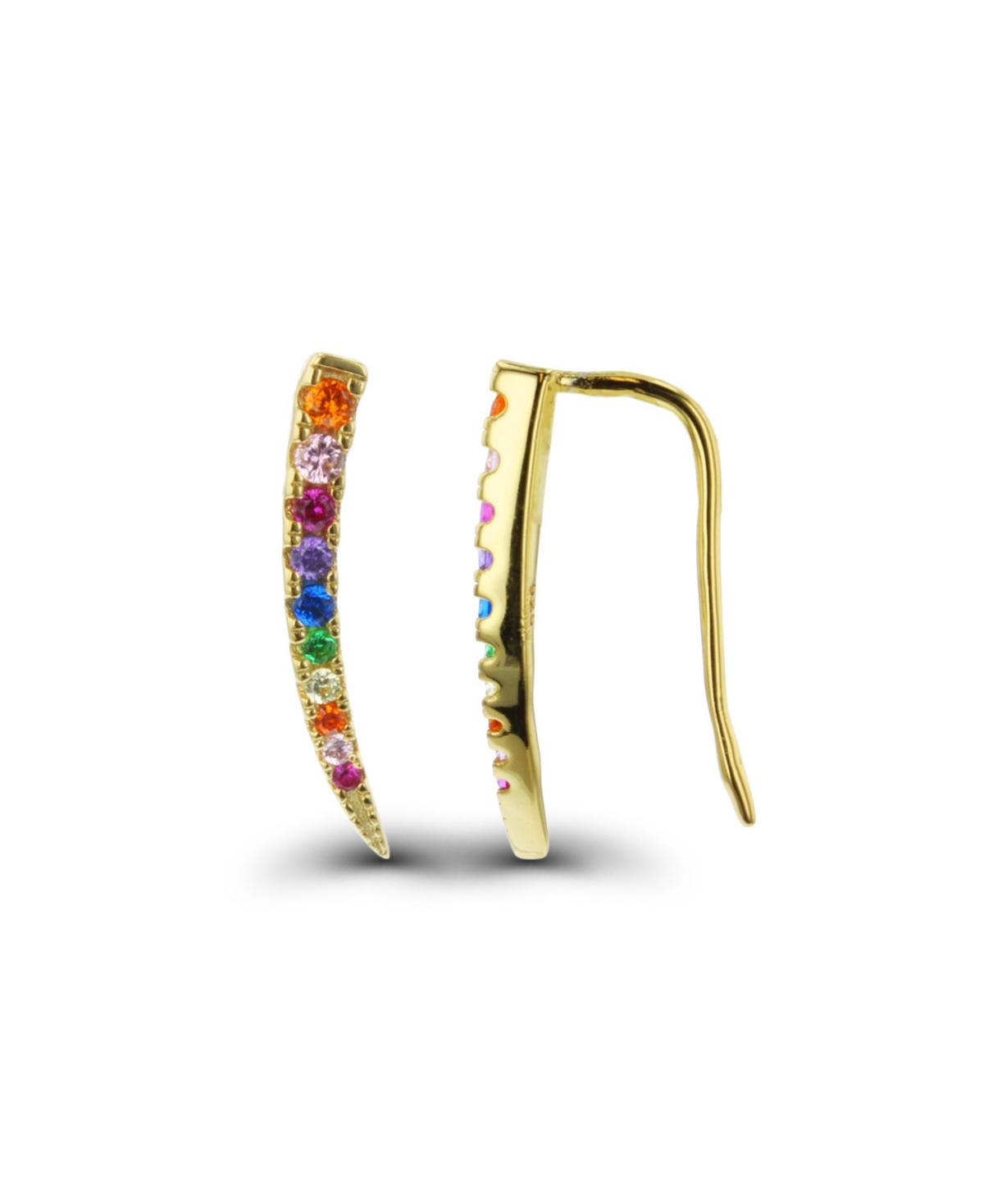 Multi Color Cubic Zirconia Graduated Ear Climbers in Sterling Silver (Also in 14k - Gold over Silver