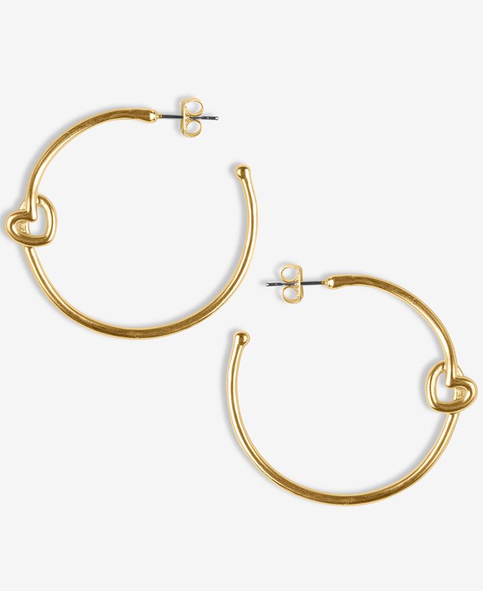 Lucky Brand Gold-Tone Medium Heart Knot Hoop Earrings, 1.56