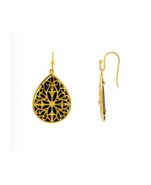 image of Onyx Drop Earrings in 14k Gold Over Sterling Silver