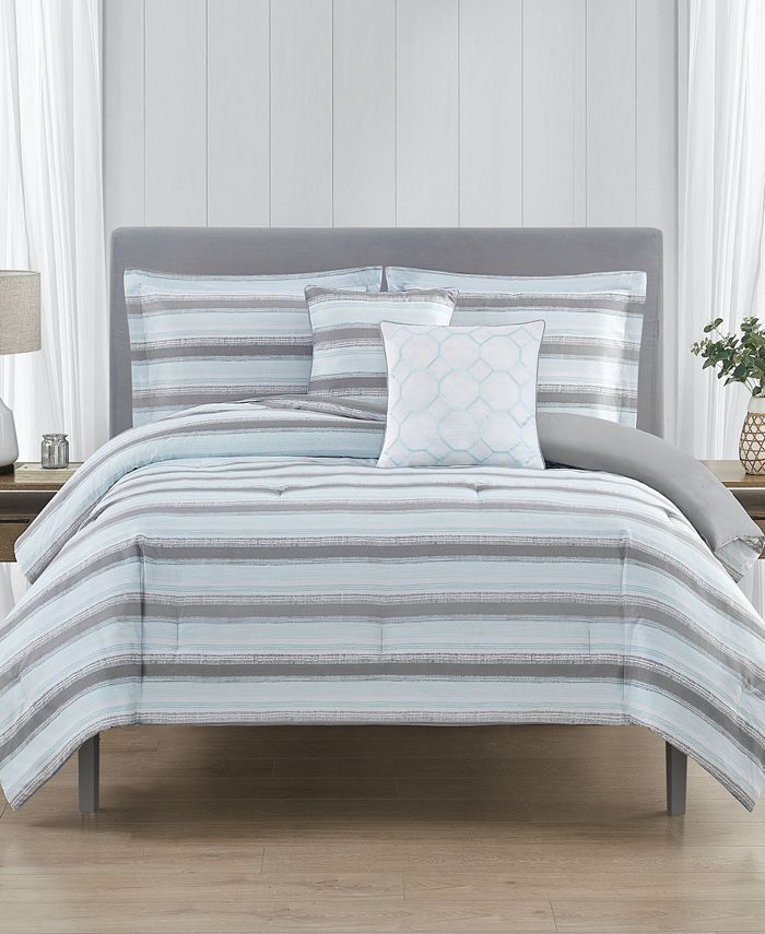 Mytex Relaxed Stripe Reversible 5-Pc King Comforter Set - Macy's