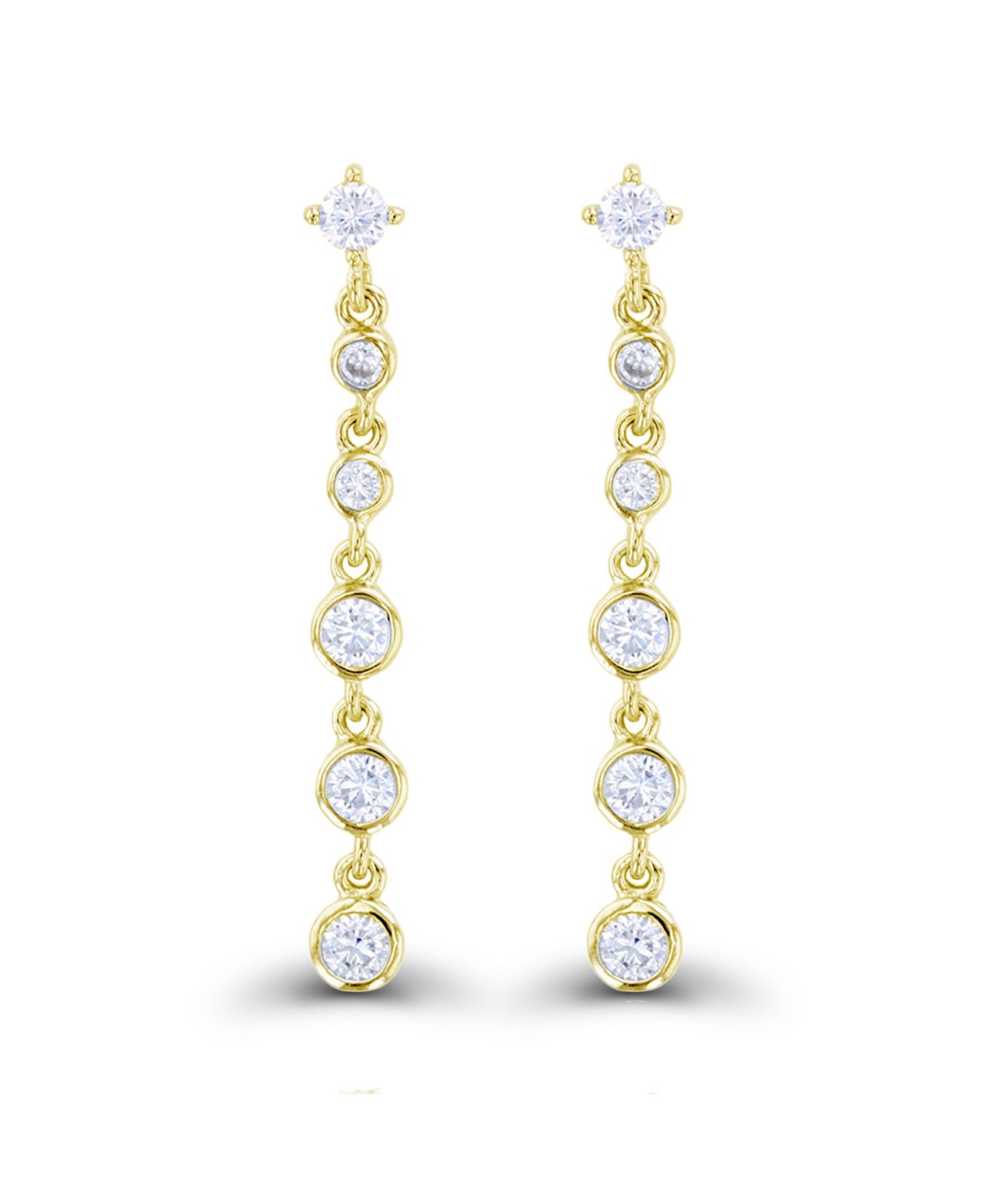 Macy's Cubic Zirconia Rhodium Plated Dangling Bezel Set Earrings (Also in 14k Gold Over Silver)