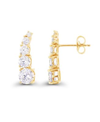 Cubic Zirconia 14K Rose Gold Graduated Curved Ear Climbers (Also in 14k Gold Over Silver or 14k Rose Gold Over Silver)