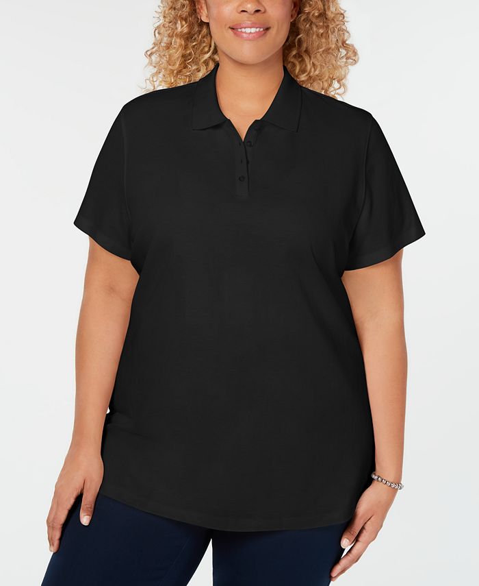 Karen Scott Plus Size Cotton Polo Shirt, Created for Macy's & Reviews