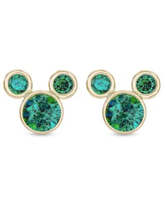 Children's Cubic Zirconia Birthstone Mickey Mouse Stud Earrings in 14k Gold