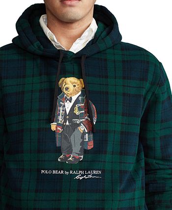 Polo ralph lauren men's bear tartan fleece hoodie deals