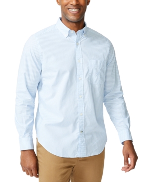 Shop Nautica Men's Classic-fit Long-sleeve Stretch Stripe Poplin Shirt In Light Haze