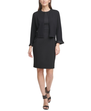 Dkny Pleated-Sleeve Cardigan Sweater