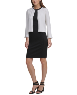 Dkny Pleated-Sleeve Cardigan Sweater