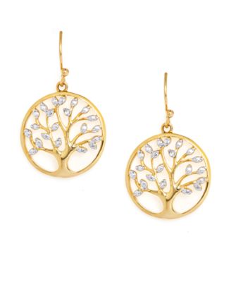 Macy's - Diamond Accent Tree of Life Drop Earrings in Gold-Plate