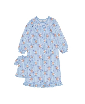 image of Ame Frozen Big Girl Nightgown with Matching Doll Nightgown