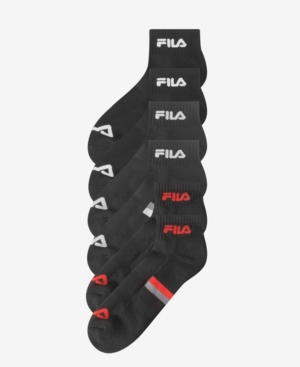 Fila Men's Sole Stripe Half Cushion No Show Quarter Pack of 6
