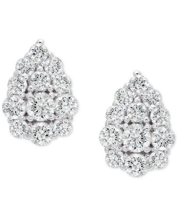 Wrapped in Love - Diamond Cluster Stud Earrings (1/2 ct. t.w.) in Platinum